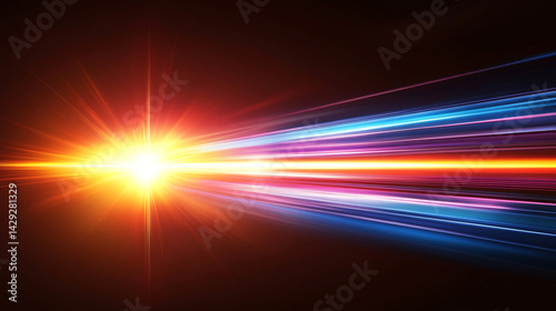 Obraz na płótnie Abstract red, pink, and blue energy burst fills the entire background, symbolizing speed, motion, and creative force—like a lightspeed journey through emotion, technology, and transformation.
w salonie