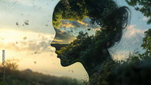 Landscape Description of mindfullness inside a person's head