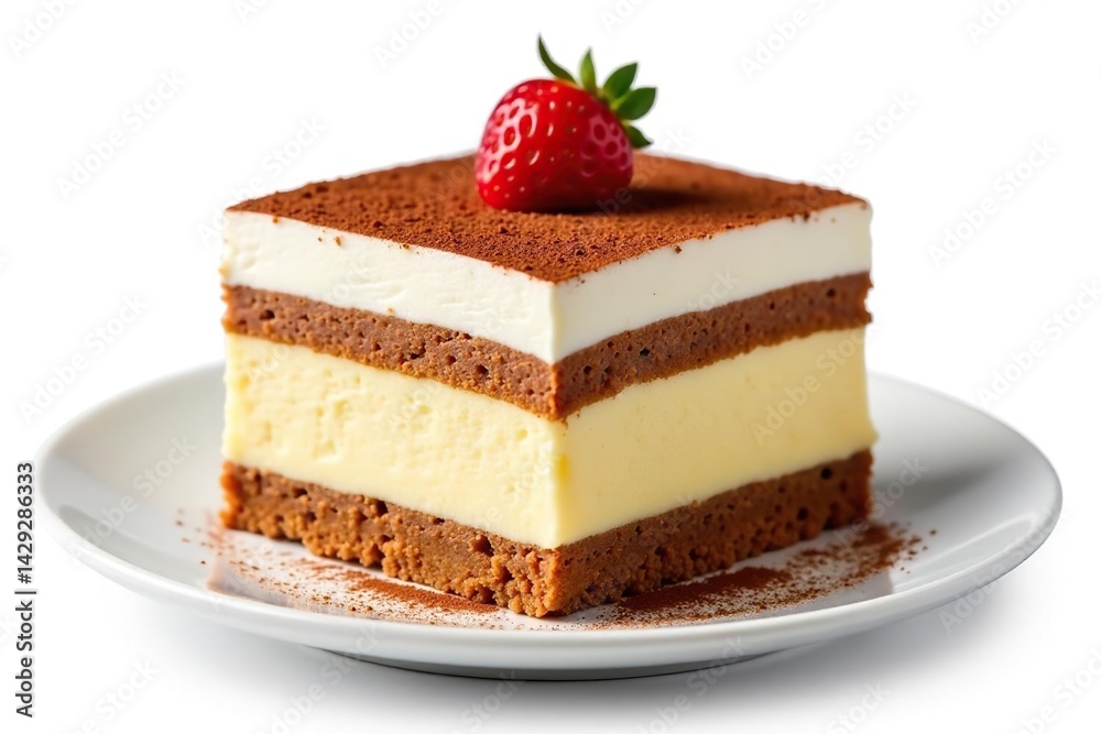 Classic tiramisu dessert, layers visible, isolated , isolated on white, culinary Classic tiramisu dessert, layers visible, isolated , isolated on white, culinary