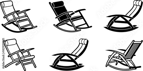 black and white illustration of a modern recliner chair.