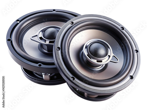 Pair of High Fidelity Car Audio Speakers on a White Background