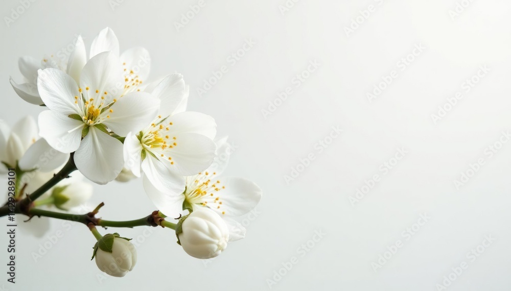 Obraz premium Delicate white flower blossoms against pure white , nature, blossom