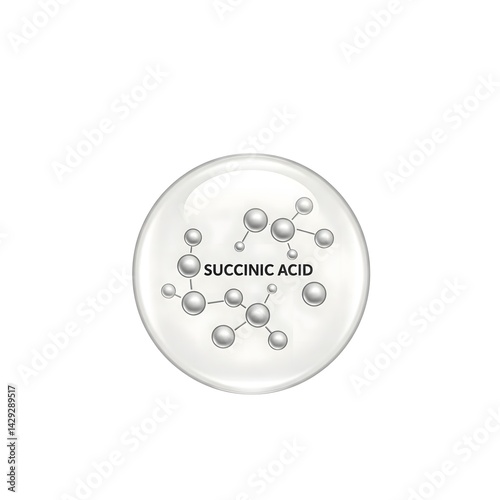 Succinic Acid icon skincare ingredients with transparent white background