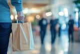 Shopping bag on conveyor belt