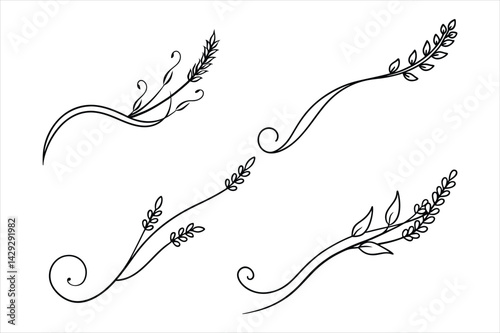 One line lavender sprig gently curving like a musical note