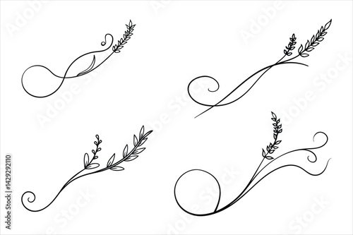 One line lavender sprig gently curving like a musical note