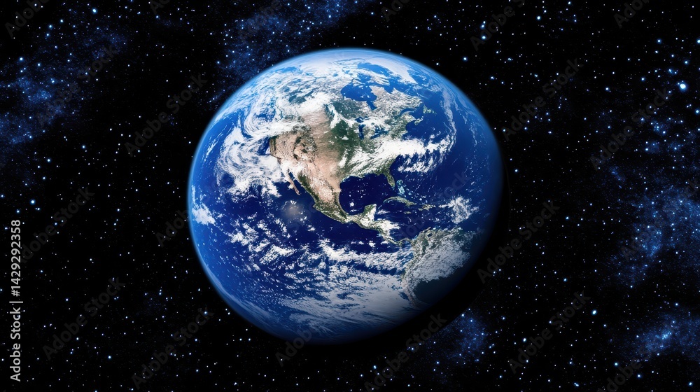Obraz premium Spectacular view of earth at night from deep space, a cosmic perspective