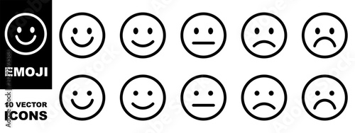 Emoticons icons set. Emoji faces collection. Emojis flat style.