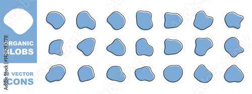 Organic colorful blob shapes. Round abstract organic shape collection. Pebble, drops and stone silhouettes.