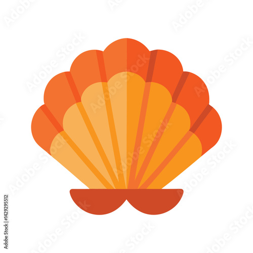 Elegant orange seashell illustration decorative marine life element flat design