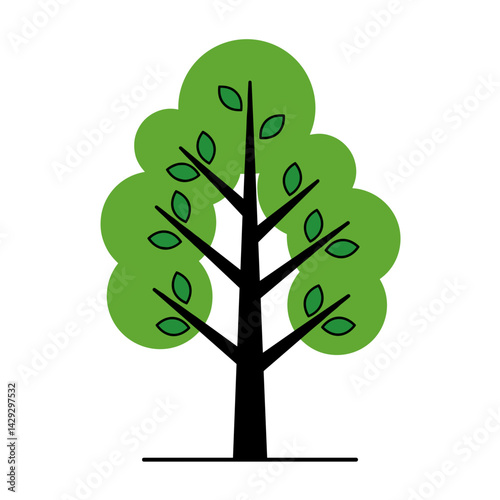 Colorful tree illustration with lush green foliage for nature conservation and environmental awareness concept
