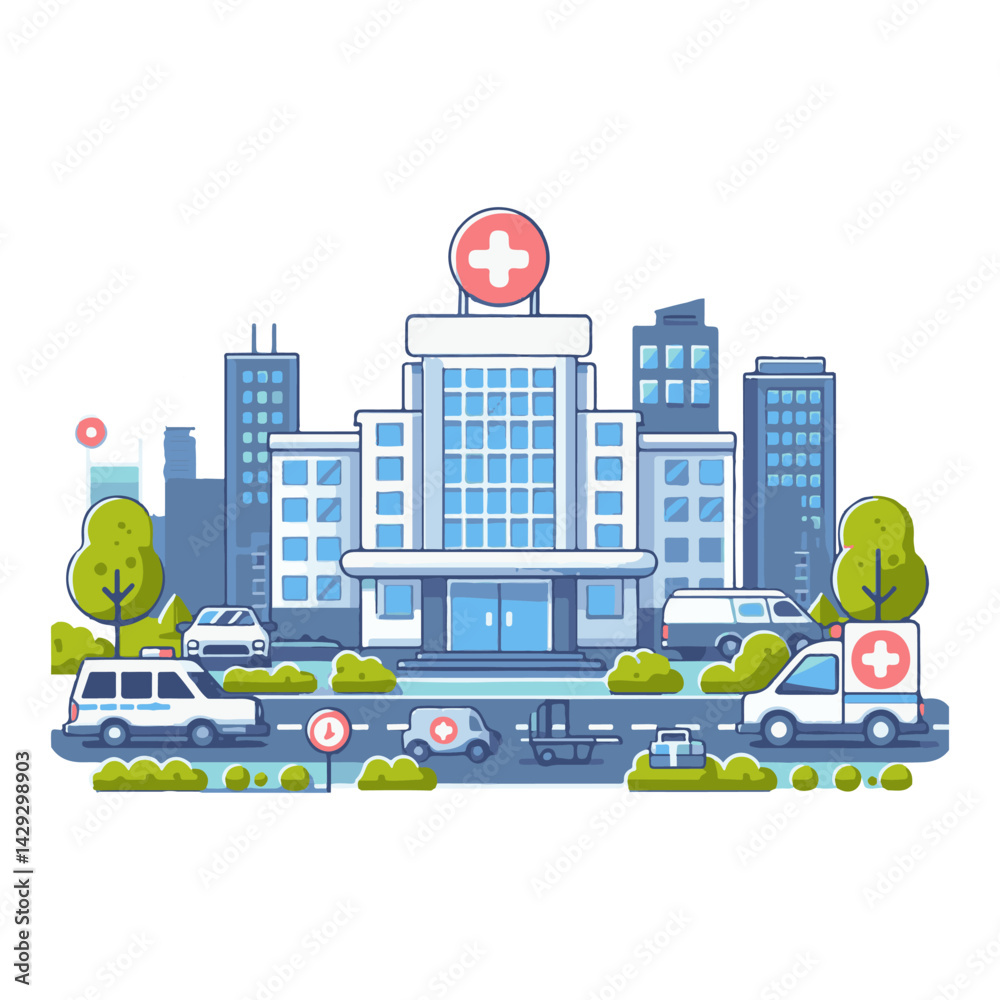 Naklejka premium hospital illustration design