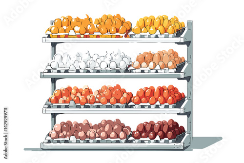 eggs on store shelfs isolated