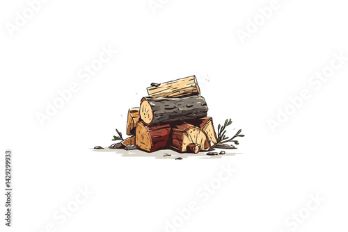 Firewood set isolated