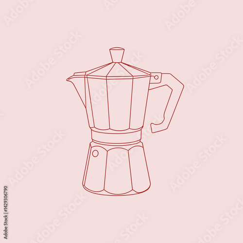 Minimalist Line Art of a Moka Pot Coffee Maker