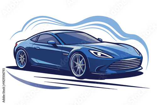 a fast and powerful sports car in motion, showcasing sleek lines, elegance, and modern engineering aesthetics