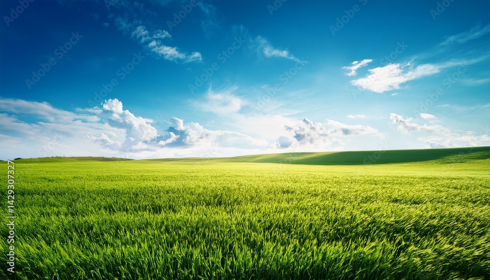 Obraz premium green field and blue sky