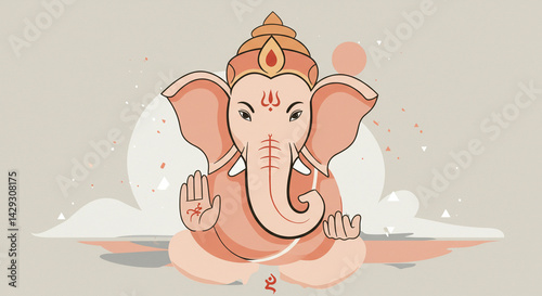 Serene Ganesha Illustration Peaceful Hindu Deity Art Soft Colors Abstract Background