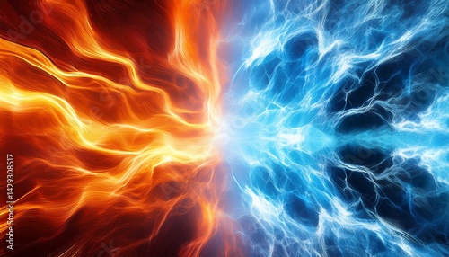 hot fire and ice cold plasma background abstract energy