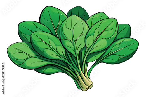 A vibrant and fresh bunch of spinach leaves, showcasing their lush green color and healthy appearance, perfect for food, health, and nutrition themes