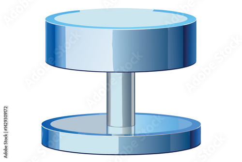 a two tiered cylindrical object with a polished blue surface, showcasing modern design aesthetics