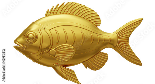 Fotografía Isolated Golden Fish Statue Shiny and Detailed