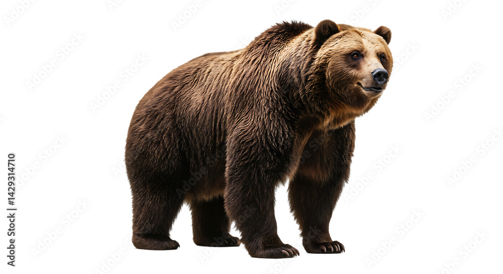 Fototapeta premium Bear, A big size brown bear isolated on transparent background