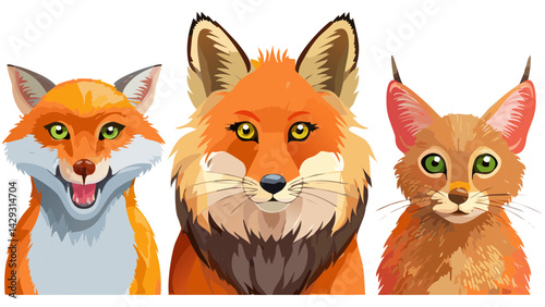 Vectorized animal portraits (fox, lion, owl)