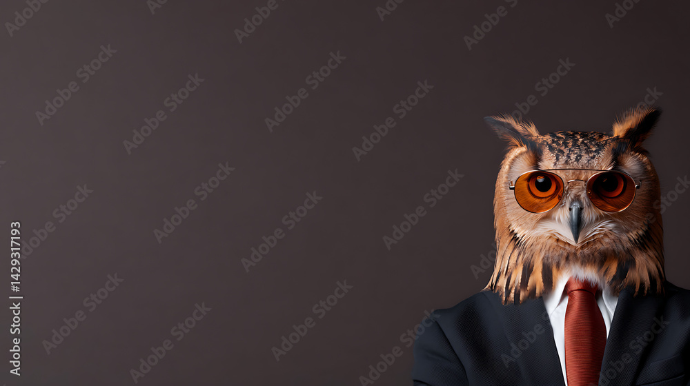 portrait of a owl in suit and sunglasses portrait of a owl in suit and sunglasses