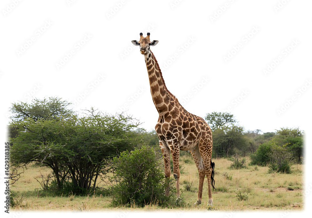 Obraz premium A Giraffe Stands Tall in the African Savanna