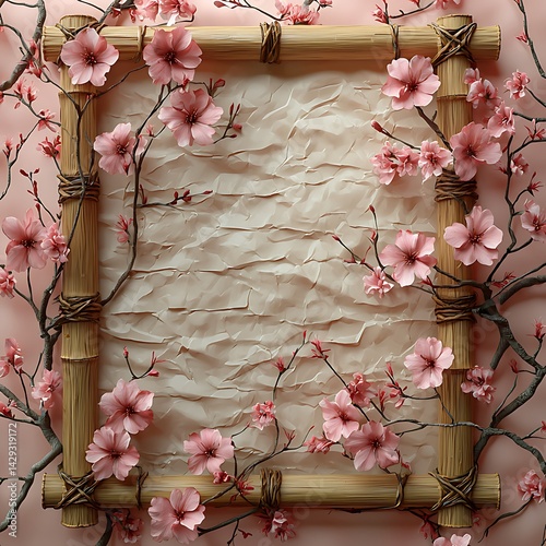 Stunning cherry blossom bamboo frame aesthetic high resolution picture