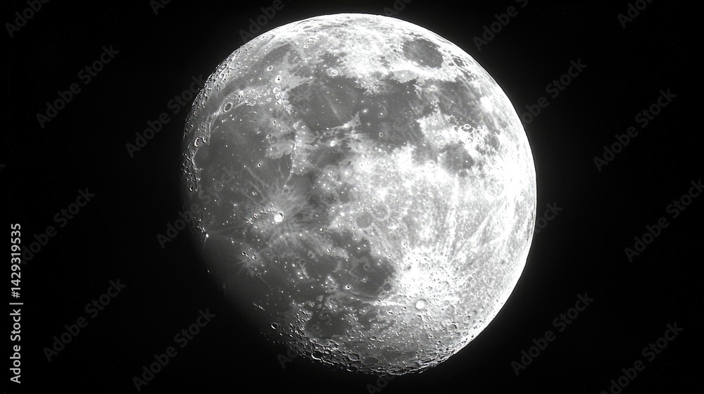 Grayscale Moon in Dark Night Sky Grayscale Moon in Dark Night Sky