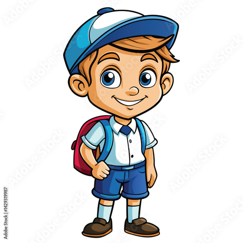 Cheerful schoolboy with backpack