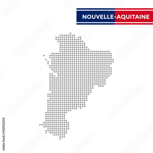 Dotted map of Nouvelle-Aquitaine Region in France