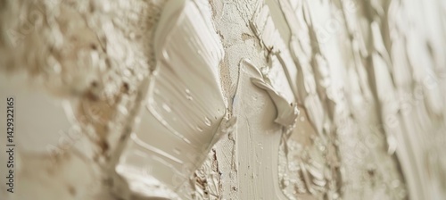 Obraz na płótnie Close-Up of Cream Paint Rolling Perfectly on Textured Wall for Interior Design Projects w salonie