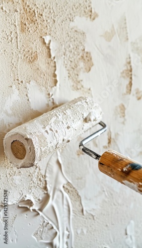 Obraz na płótnie DIY Home Project: Applying Fresh Off-White Paint for a Modern Bedroom Makeover w salonie
