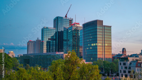 Panoramic view from the drone on the city Poznan. Poland.