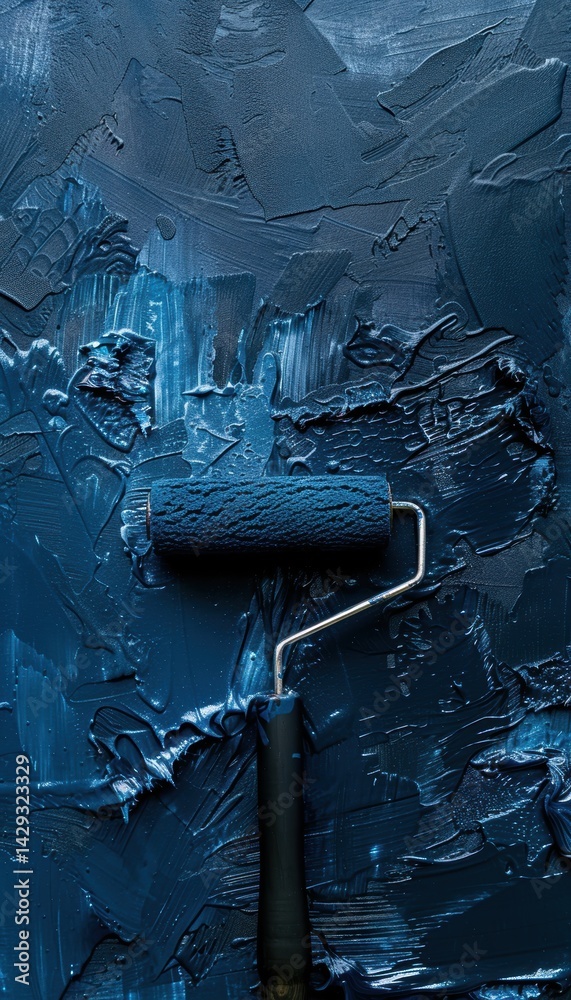Luxurious Navy Blue Paint Roller for Modern Wall Decor Design and Aesthetic Enhancement
