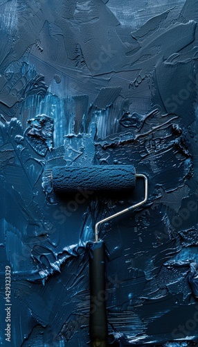 Obraz na płótnie Luxurious Navy Blue Paint Roller for Modern Wall Decor Design and Aesthetic Enhancement w salonie