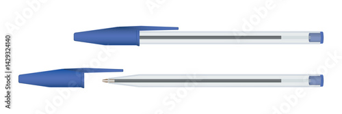 Realistic Ball Pen Vector Design Mockup