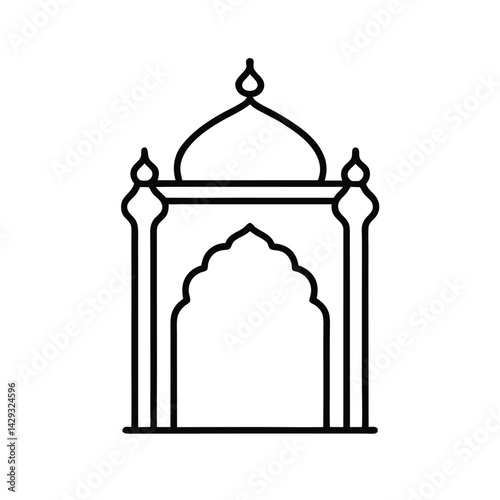 indian jharokha line vector art 