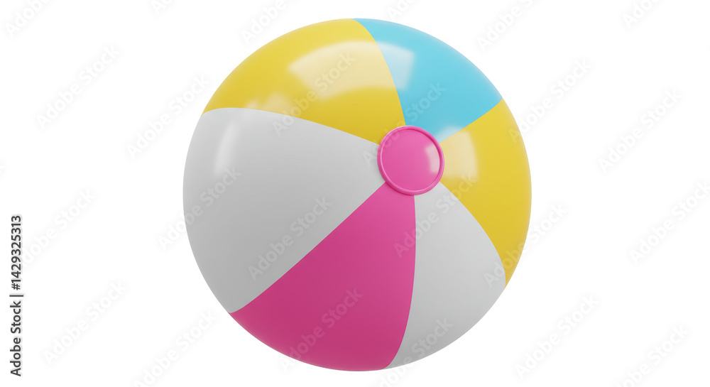 Fototapeta premium Isolated Colorful Beach Ball with Pink Center Circle