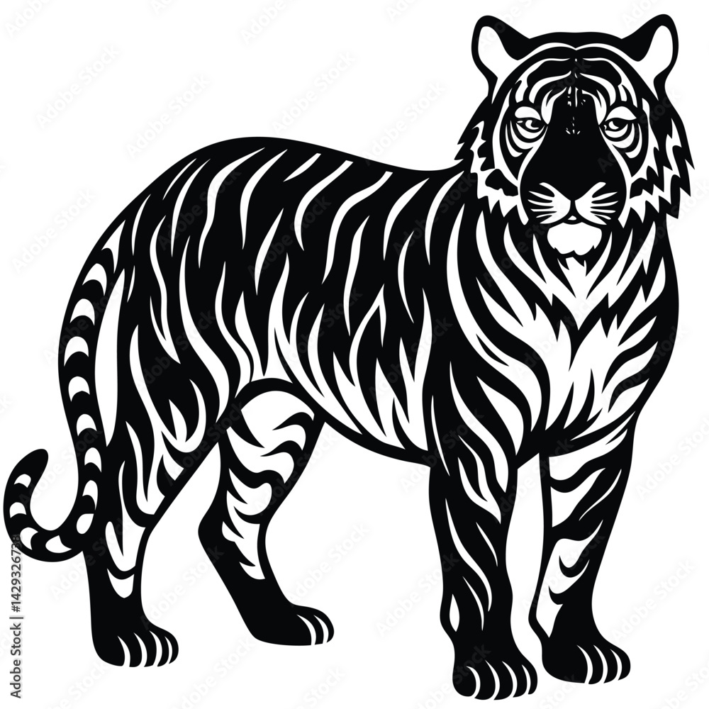 Majestic Tiger Black and White Tribal Wildlife Design Majestic Tiger Black and White Tribal Wildlife Design