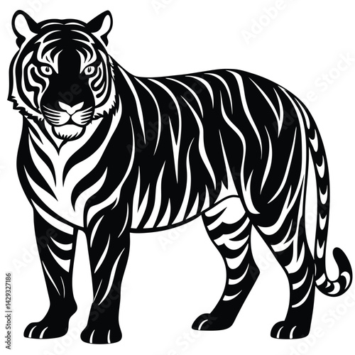 Majestic Tiger Black and White Tribal Wildlife Design