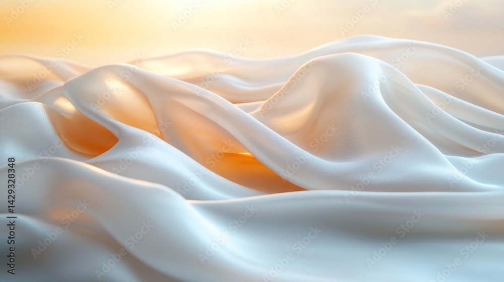 Fototapeta premium Silk drapes gently sway in morning light, creating a tranquil ambiance