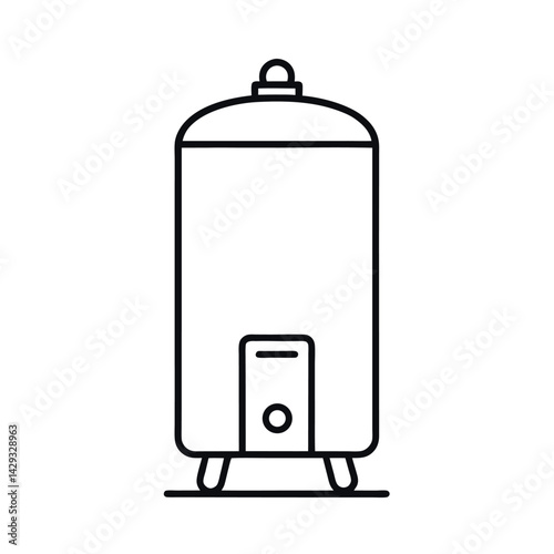Hot Water Heater Vector Outline on White Background