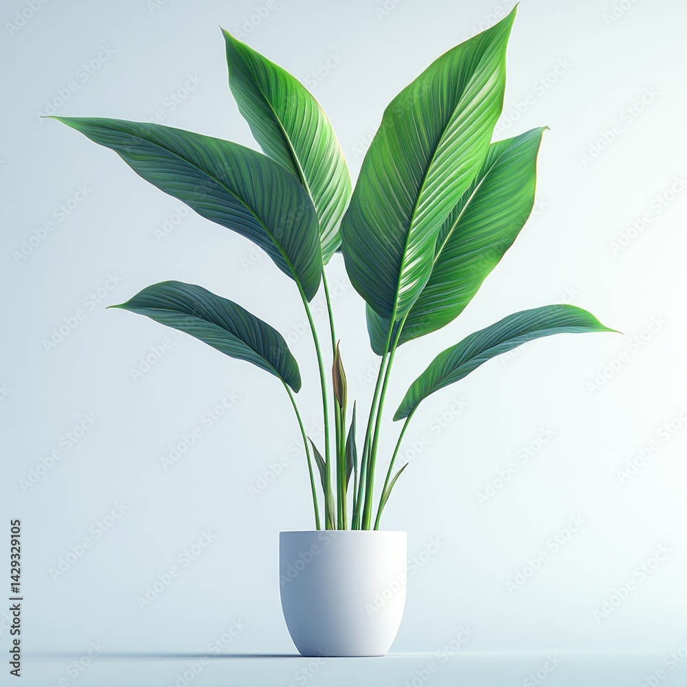 Fototapeta premium Bright green foliage adds a fresh touch to a modern setting, creating a serene atmosphere