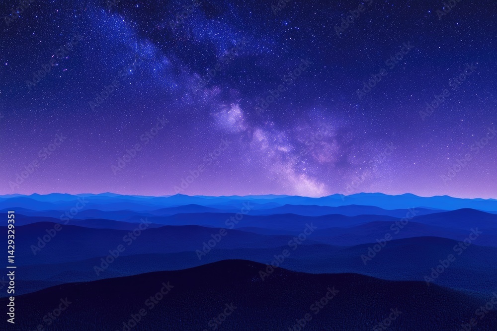 Nighttime mountain range panorama with Milky Way Nighttime mountain range panorama with Milky Way
