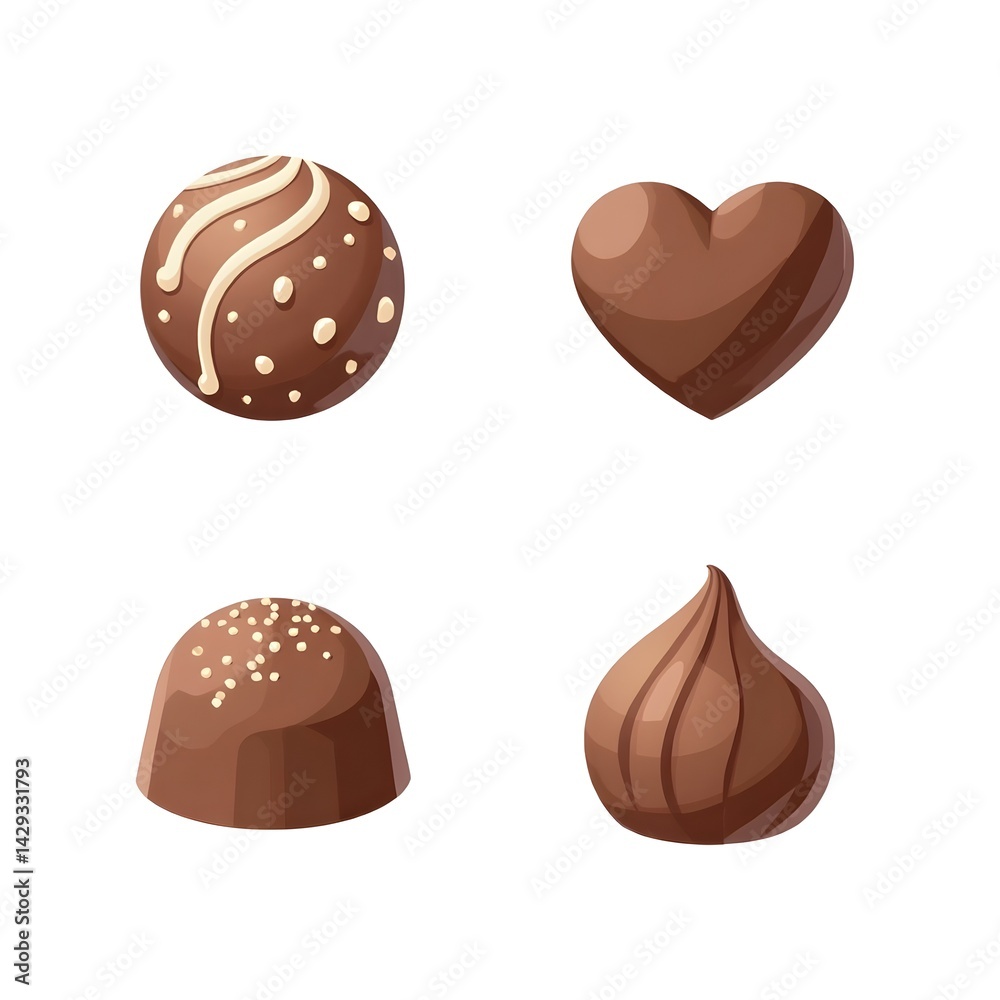 Set of Assorted Chocolate Candy Icon Cocoa praline Dessert Gourmet Sweet Snack Confectionery Culinary Ingredient Vector Illustration Set of Assorted Chocolate Candy Icon Cocoa praline Dessert Gourmet Sweet Snack Confectionery Culinary Ingredient Vector Illustration