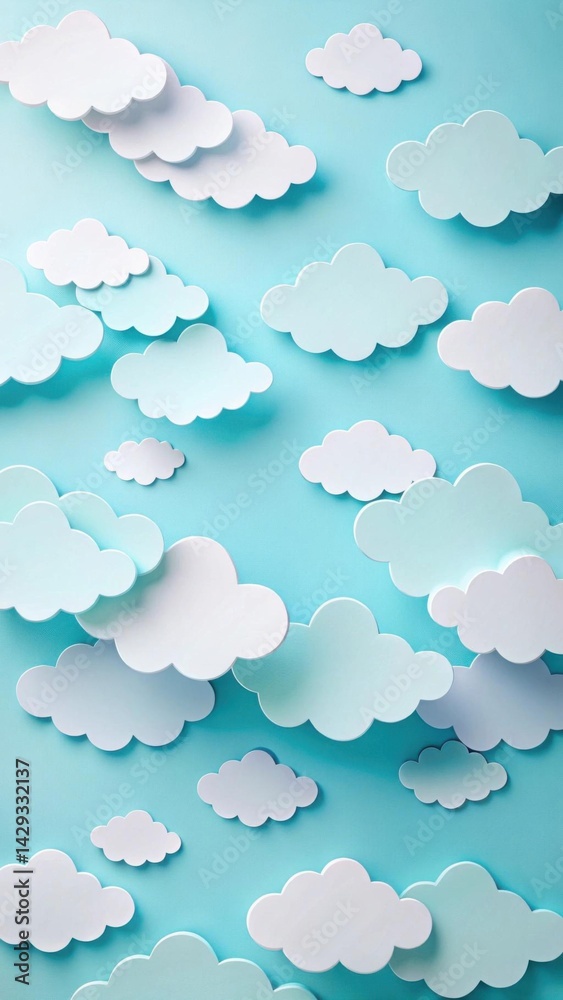 Fototapeta premium Paper Cut Clouds with Soft Sky Layers